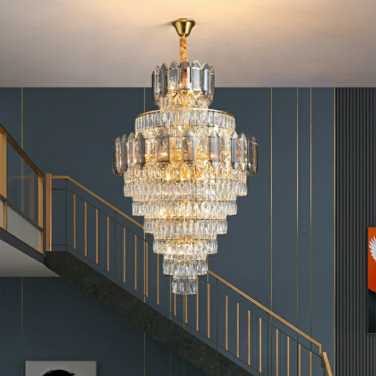 Large Staircase Crystal Chandelier Living Room Ceiling Light Fixture For Hotel Entrance In Gold Finish - Richardrider