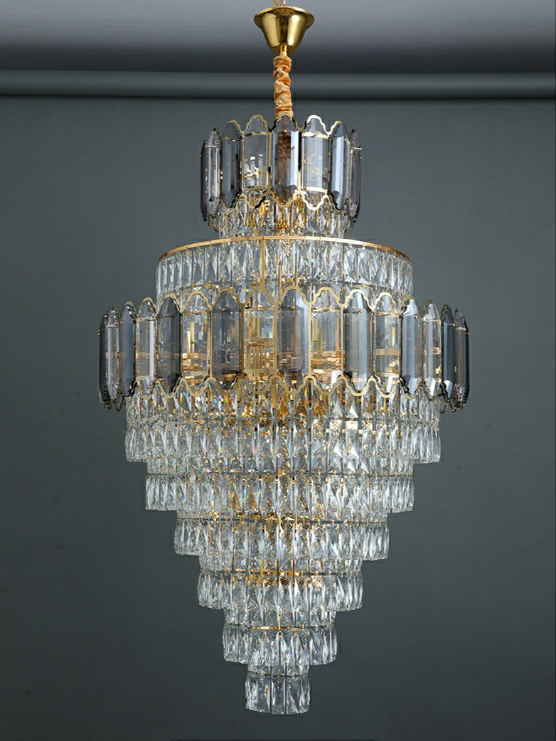 Large Staircase Crystal Chandelier Living Room Ceiling Light Fixture For Hotel Entrance In Gold Finish - Richardrider