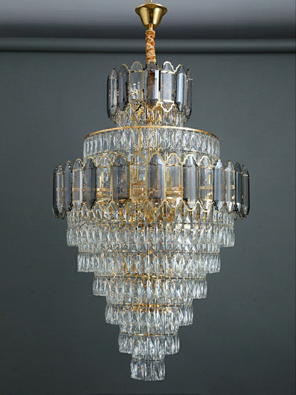 Large Staircase Crystal Chandelier Living Room Ceiling Light Fixture For Hotel Entrance In Gold Finish - Richardrider