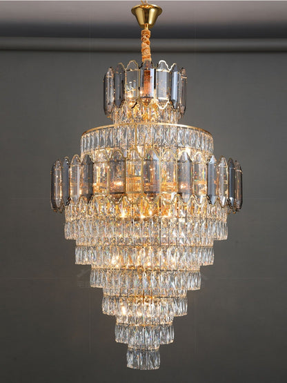 Large Staircase Crystal Chandelier Living Room Ceiling Light Fixture For Hotel Entrance In Gold Finish - Richardrider