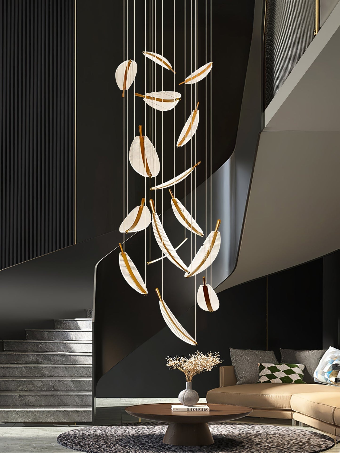 Leaf Crystal Spiral LED Chandelier