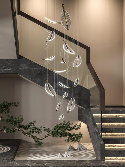 Leaf Crystal Spiral LED Chandelier