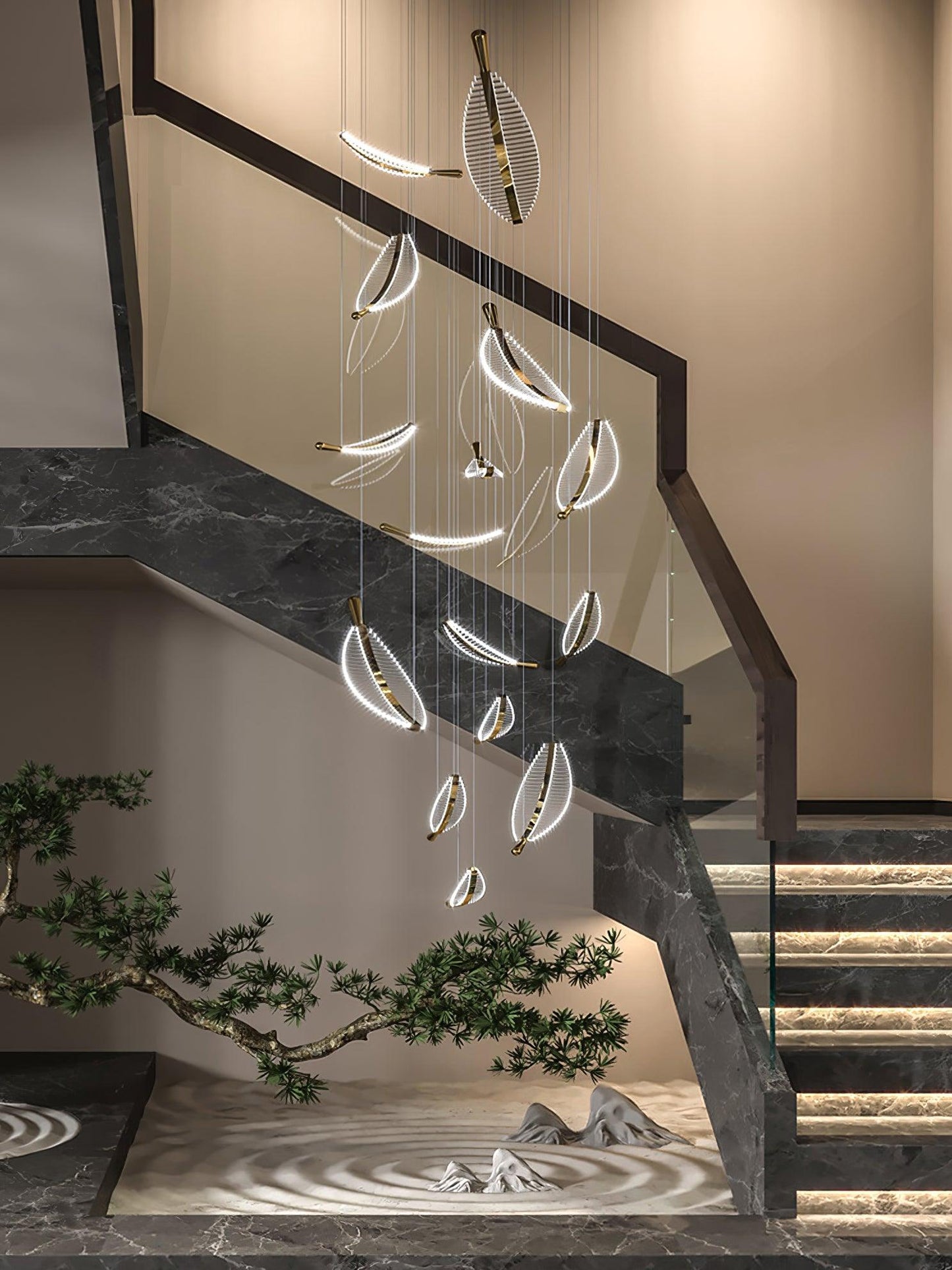 Leaf Crystal Spiral LED Chandelier