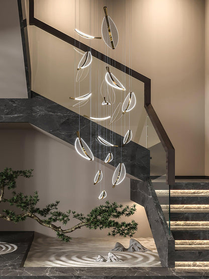 Leaf Crystal Spiral LED Chandelier