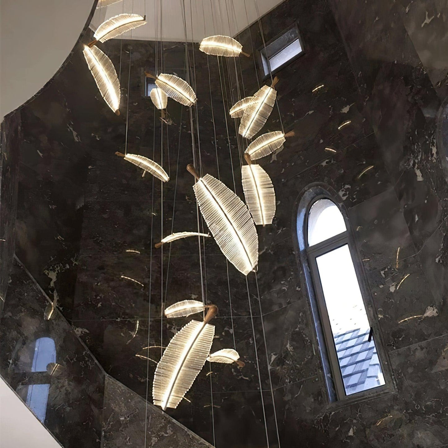 Leaf Crystal Spiral LED Chandelier