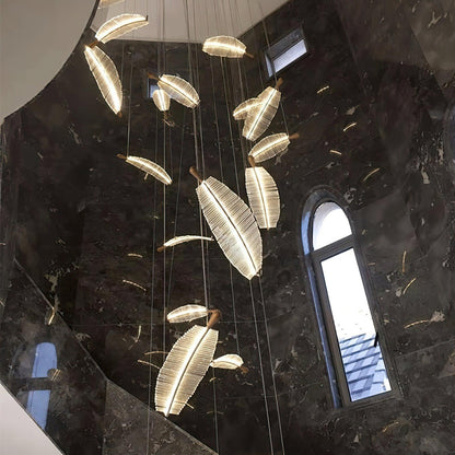 Leaf Crystal Spiral LED Chandelier