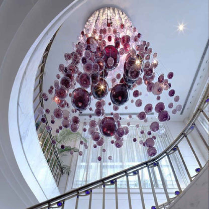 Long glass bubble chandelier