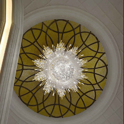 Long spiral crystal chandelier for hotel lobby