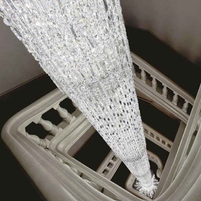 Long staircase crystal chandelier
