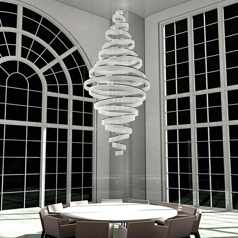 Long Crystal Tassel Rings Chandelier Extra Large Living Room Staircase High Ceiling Lighting Fixture - Richardrider