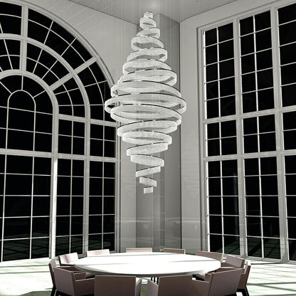 Long Crystal Tassel Rings Chandelier Extra Large Living Room Staircase High Ceiling Lighting Fixture - Richardrider