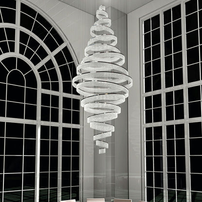 Long Crystal Tassel Rings Chandelier Extra Large Living Room Staircase High Ceiling Lighting Fixture - Richardrider