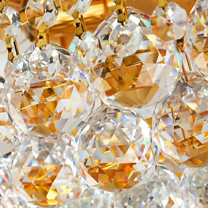 Luxury Empire Foyer K9 Crystal Chandelier Affordable Pendant Ceiling Light Fixture In Gold/ Chrome Finish