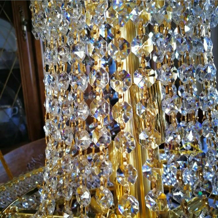 Luxury Empire Foyer K9 Crystal Chandelier Affordable Pendant Ceiling Light Fixture In Gold/ Chrome Finish