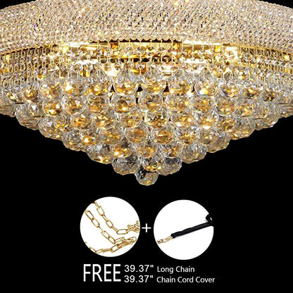 Luxury Empire Foyer K9 Crystal Chandelier Affordable Pendant Ceiling Light Fixture In Gold/ Chrome Finish