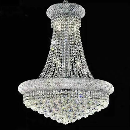 Luxury Empire Foyer K9 Crystal Chandelier Affordable Pendant Ceiling Light Fixture In Gold/ Chrome Finish