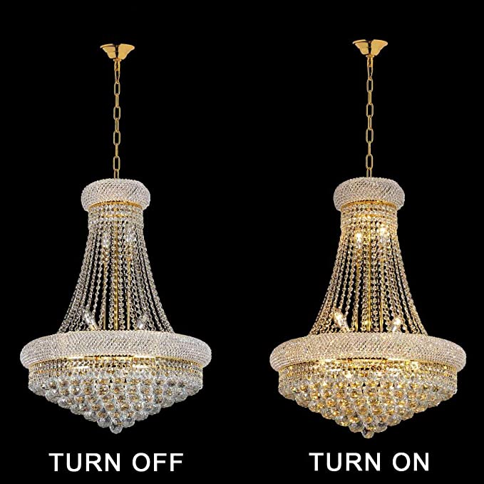 Luxury Empire Foyer K9 Crystal Chandelier Affordable Pendant Ceiling Light Fixture In Gold/ Chrome Finish