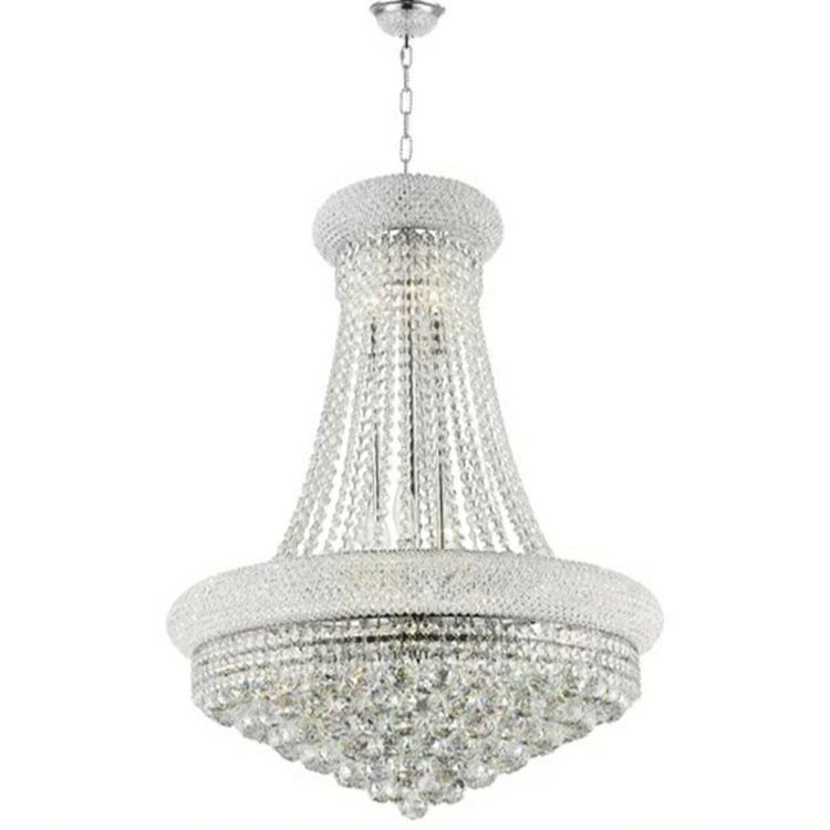 Luxury Empire Foyer K9 Crystal Chandelier Affordable Pendant Ceiling Light Fixture In Gold/ Chrome Finish