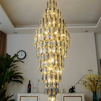 Luxury Large Foyer Staircase K9 Crystal Chandelier Long Ceiling Lighting Fixture For Living Room Hall - Richardrider