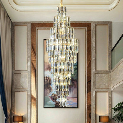 Luxury Large Foyer Staircase K9 Crystal Chandelier Long Ceiling Lighting Fixture For Living Room Hall - Richardrider