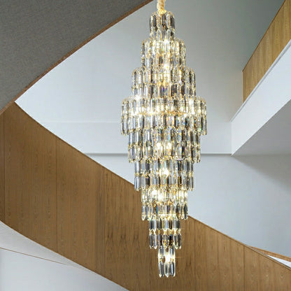 Luxury Large Foyer Staircase K9 Crystal Chandelier Long Ceiling Lighting Fixture For Living Room Hall - Richardrider