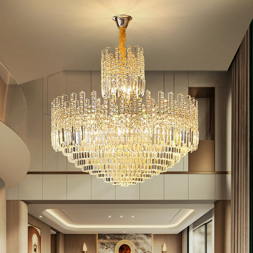 Luxury Hotel Hallway Ceiling Lighting Fixture Large Round Crystal Chandelier For Foyer Living Room Staircase - Richardrider