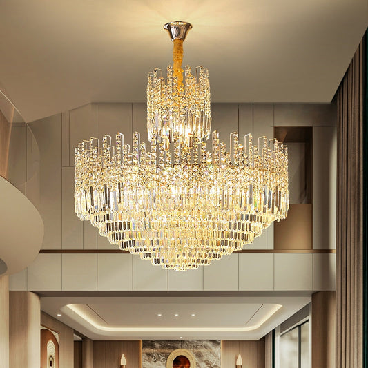 Luxury Hotel Hallway Ceiling Lighting Fixture Large Round Crystal Chandelier For Foyer Living Room Staircase - Richardrider