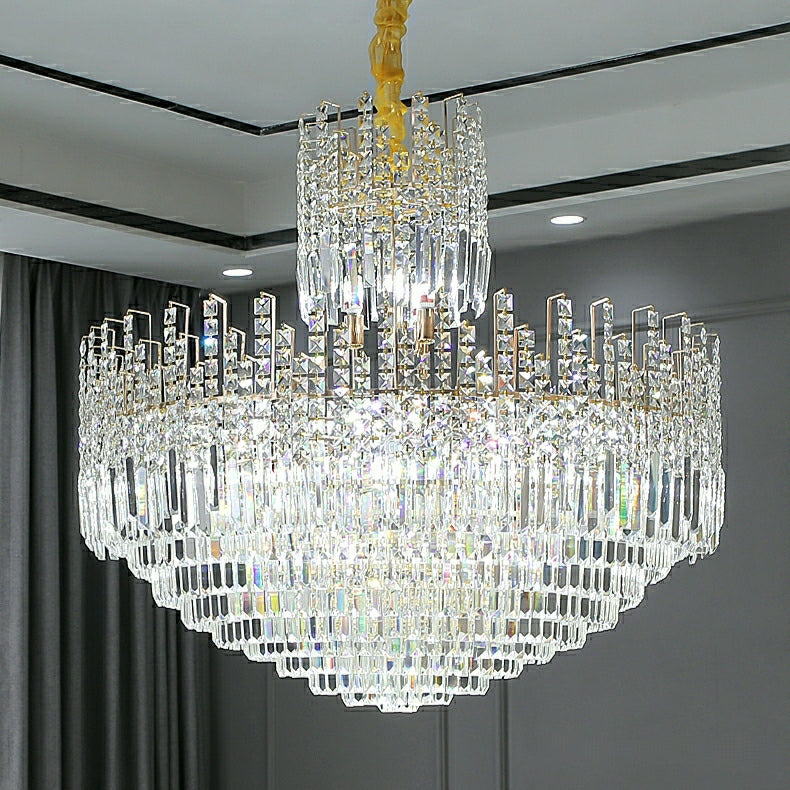 Luxury Hotel Hallway Ceiling Lighting Fixture Large Round Crystal Chandelier For Foyer Living Room Staircase - Richardrider