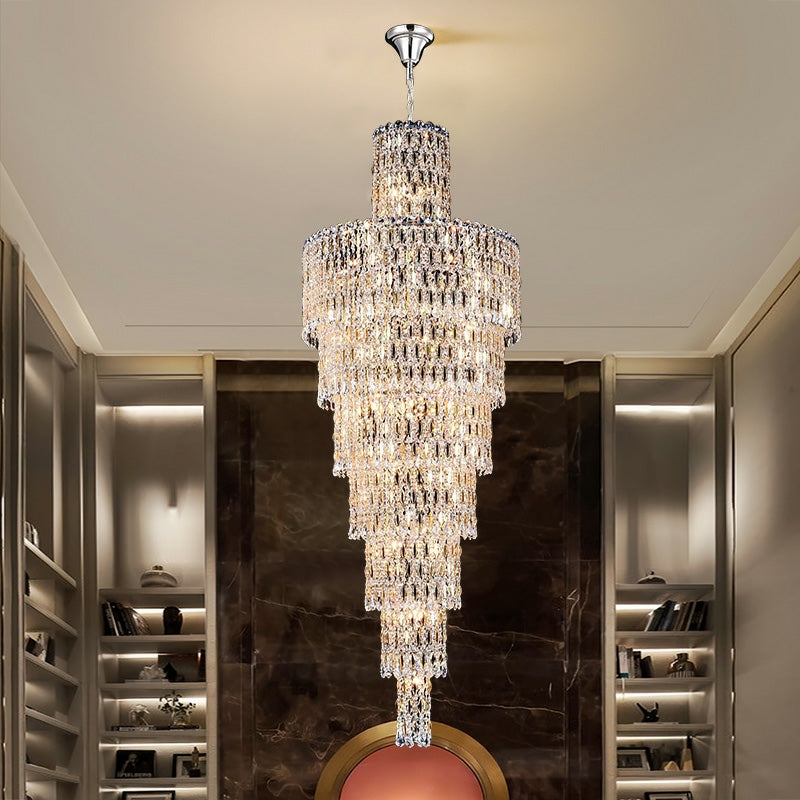 Luxury Large Crystal Chandelier For Hight Ceiling Living Room Long Staircase Light Fixture - Richardrider