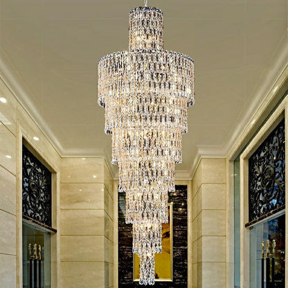 Luxury Large Crystal Chandelier For Hight Ceiling Living Room Long Staircase Light Fixture - Richardrider