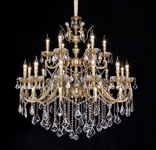 18 lights polished brass chandelier