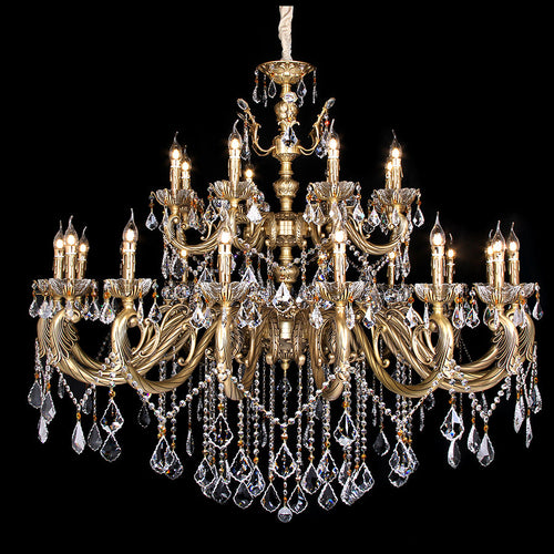 24 lights flat bronze and brass chandelier