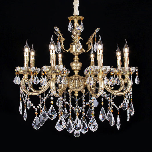 8 lights aged brass chandelier