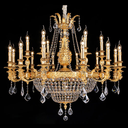 22 lights brass hanging chandeliers