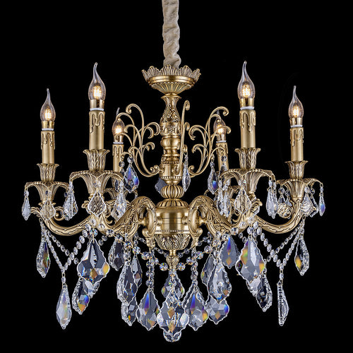 6 lights mini brass chandelier