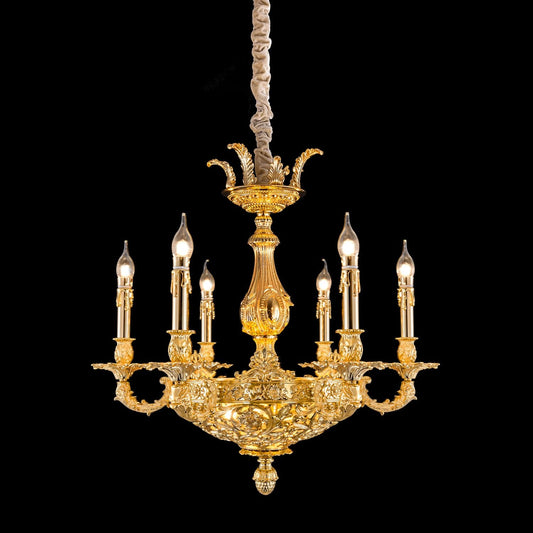 6 light brass chandelier