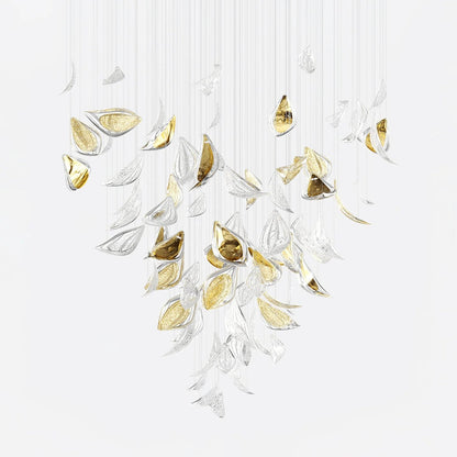 Golden Floating Leaves Chandelier
