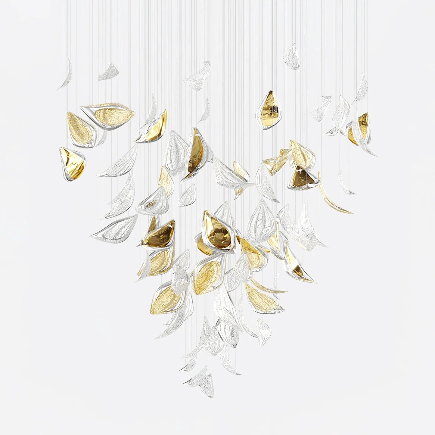 Golden Floating Leaves Chandelier