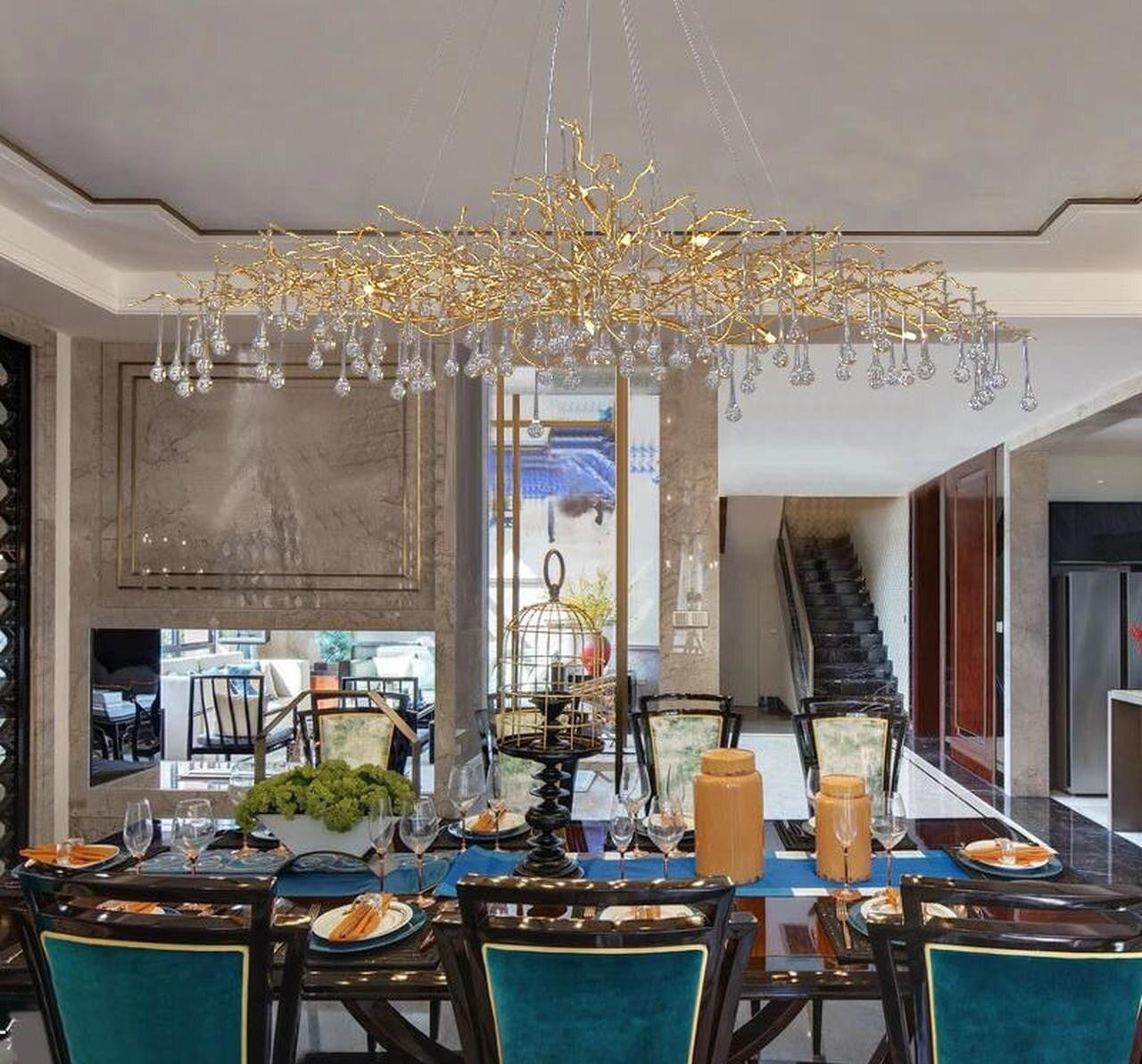 Madelena Crystal Droplet Gold Tree Branch Chandelier - A Chandelier That Looks Like Tree Branches