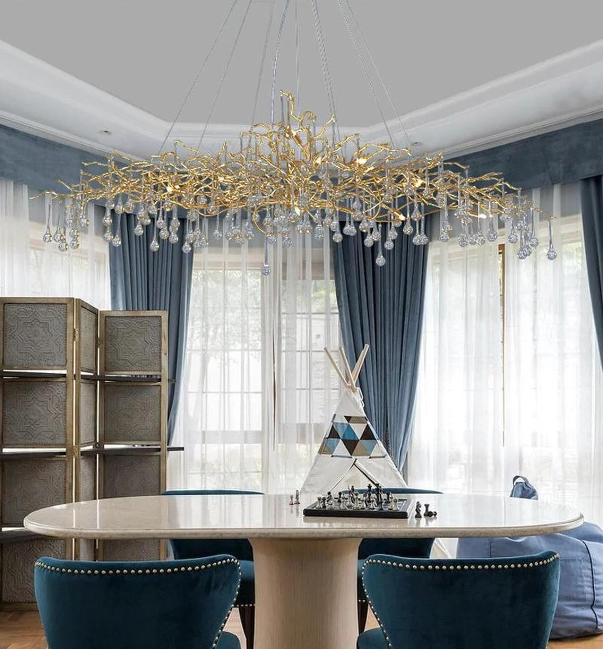 Madelena Crystal Droplet Gold Tree Branch Chandelier - A Chandelier That Looks Like Tree Branches