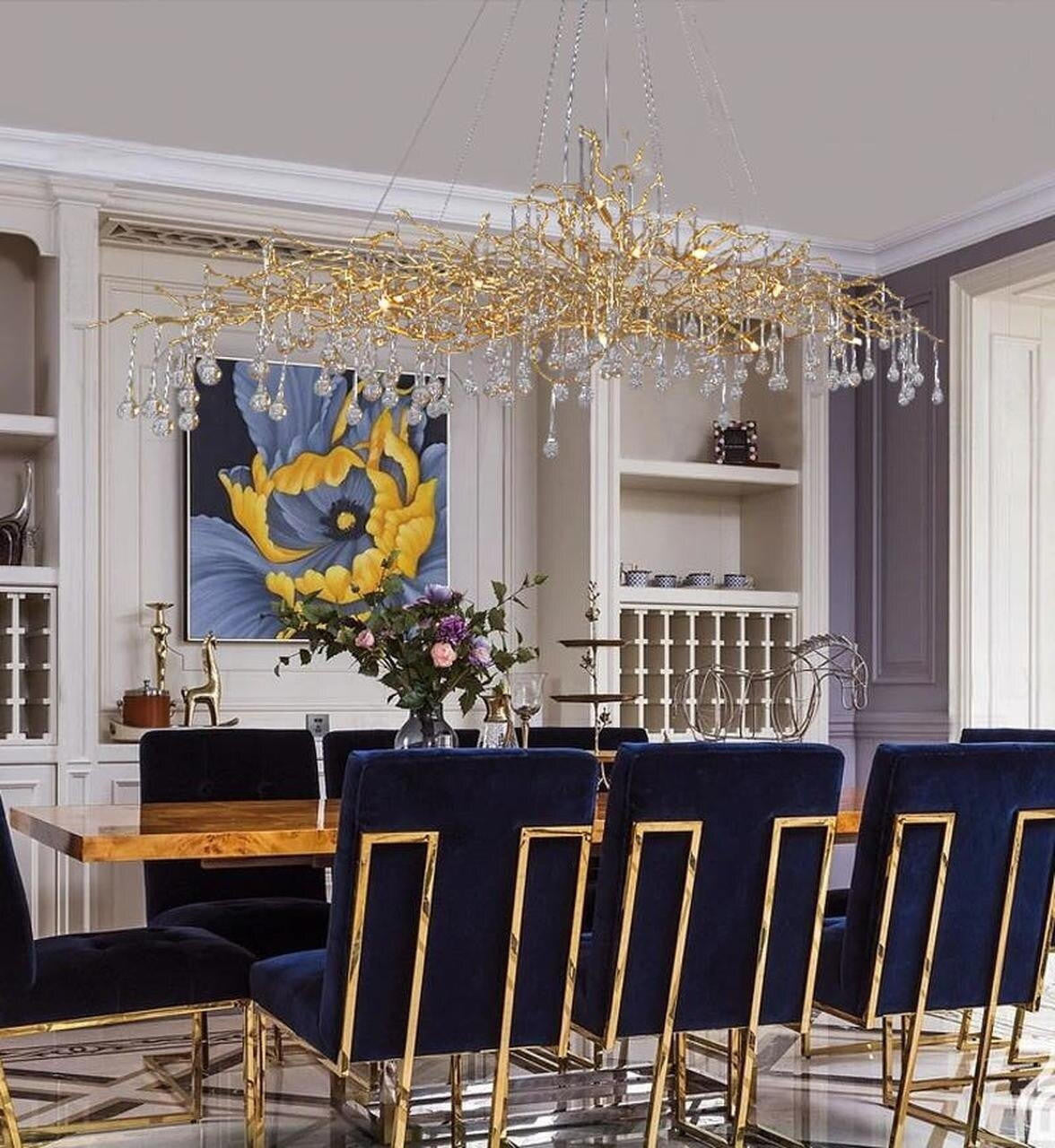Madelena Crystal Droplet Gold Tree Branch Chandelier - A Chandelier That Looks Like Tree Branches
