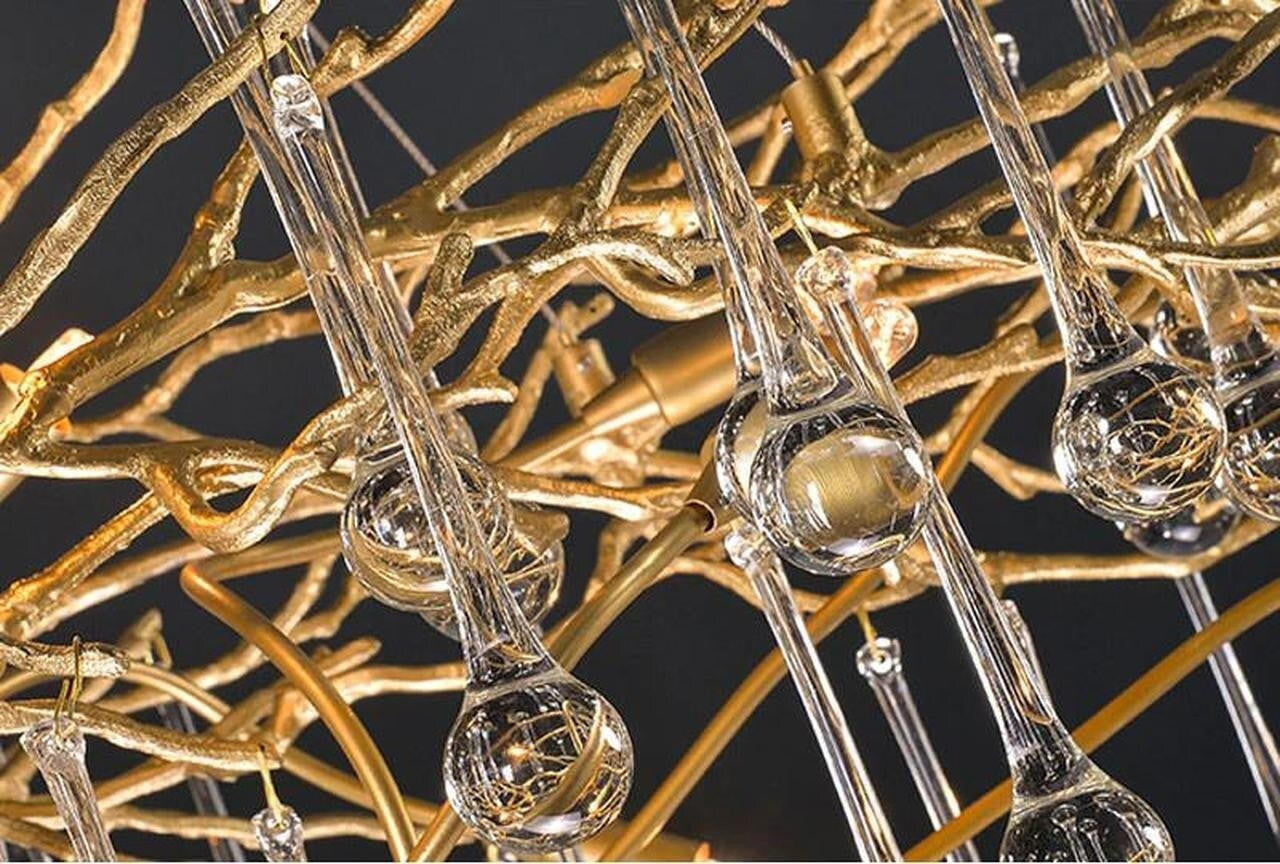 Madelena Crystal Droplet Gold Tree Branch Chandelier - A Chandelier That Looks Like Tree Branches