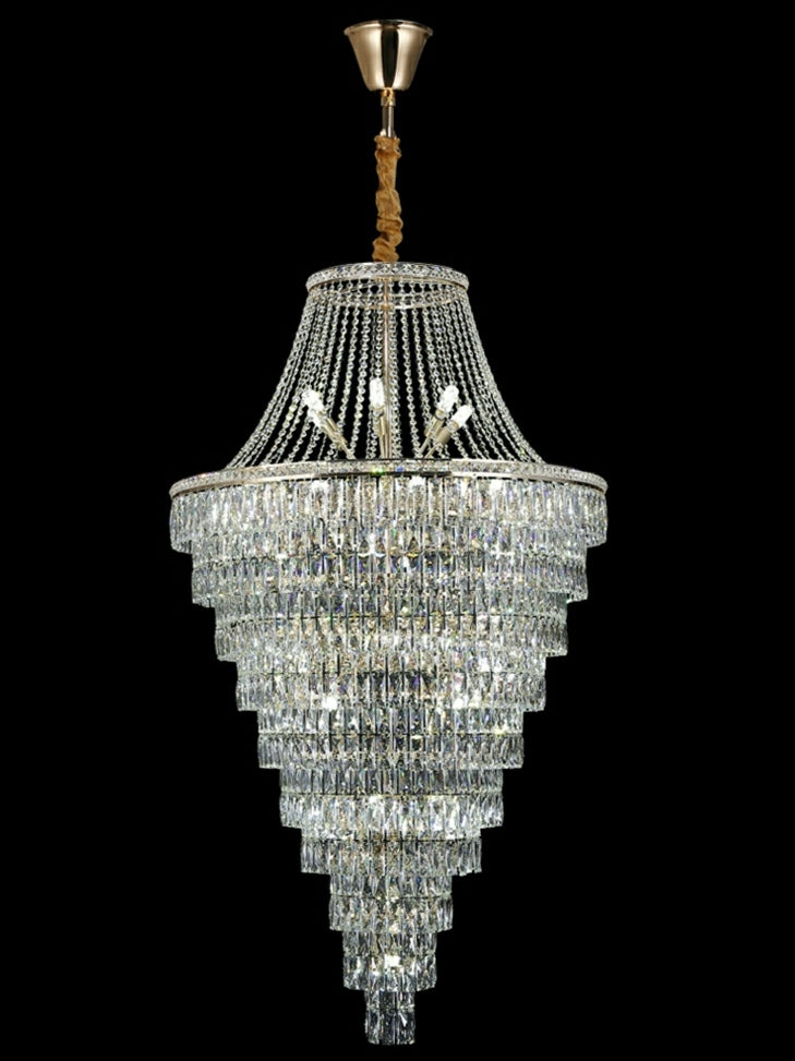 Magnificent Extra Large Foyer Hall Chandelier Tiered Crystal Ceiling Lighting Fixture For Living Room Decor - Richardrider