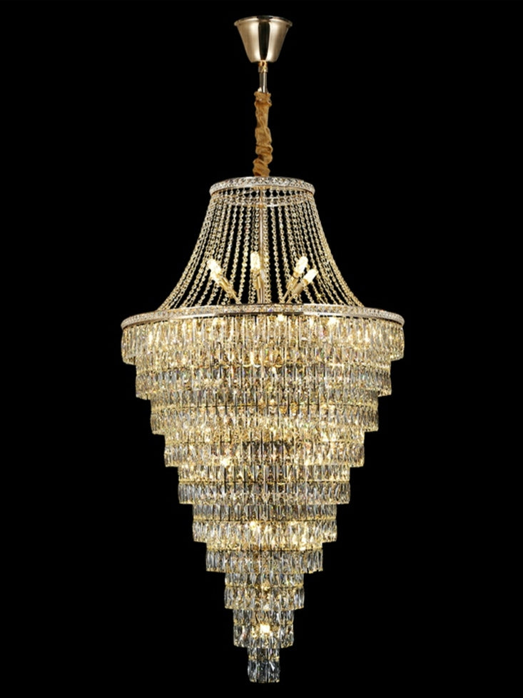 Magnificent Extra Large Foyer Hall Chandelier Tiered Crystal Ceiling Lighting Fixture For Living Room Decor - Richardrider