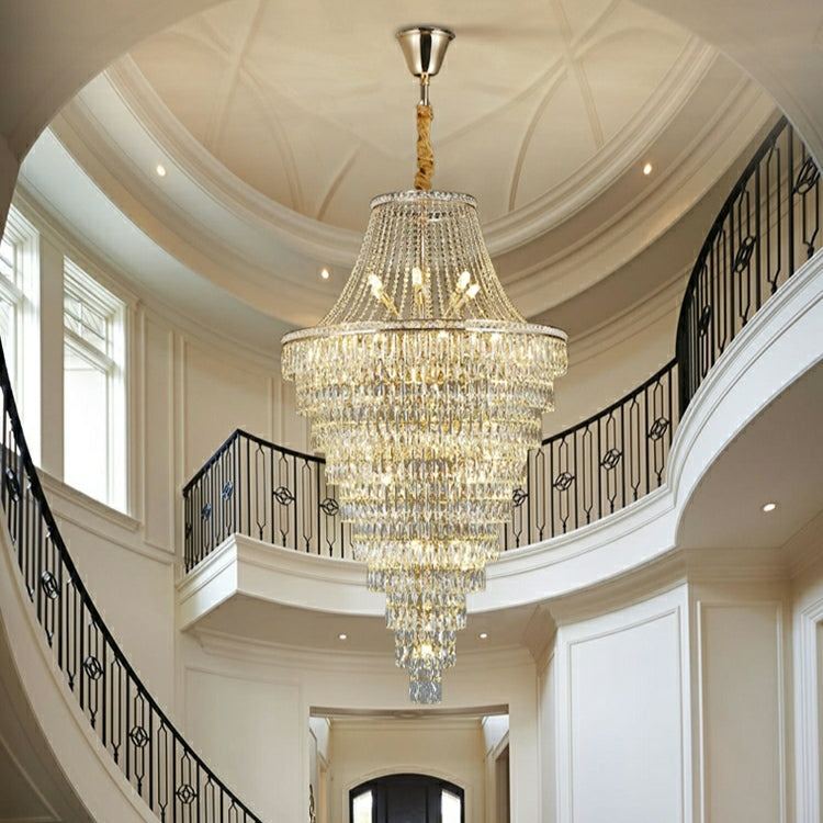 Magnificent Extra Large Foyer Hall Chandelier Tiered Crystal Ceiling Lighting Fixture For Living Room Decor - Richardrider
