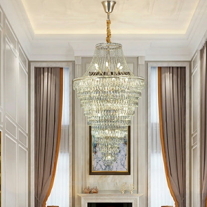 Magnificent Extra Large Foyer Hall Chandelier Tiered Crystal Ceiling Lighting Fixture For Living Room Decor - Richardrider