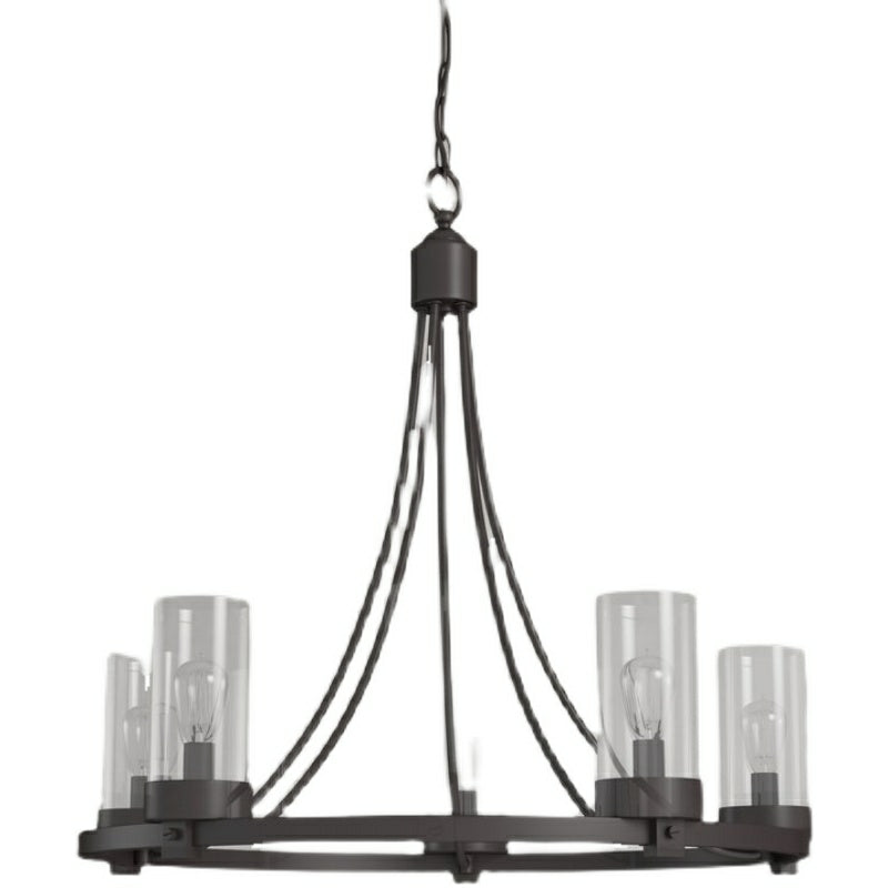 Matte Black/ Chrome Farmhouse Chandeliers 5-Light Wagon Wheel North American Traditional Patio Ceiling Lights