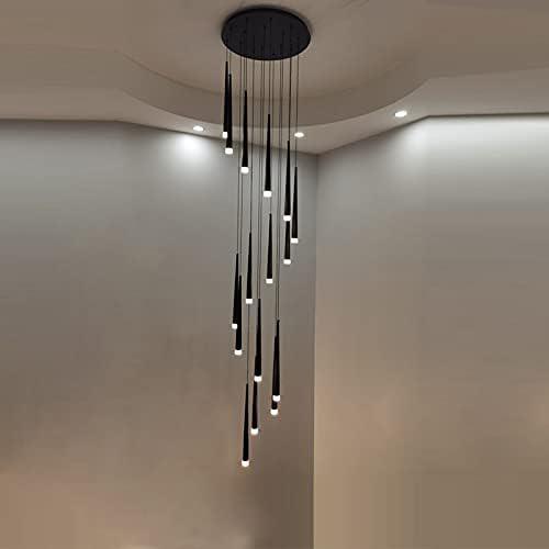 Minimalism Foyer Staircase Chandelier Ceiling Pendant Lighting Fixture For Living Room Entryway In Gold/ Black Finish - Richardrider