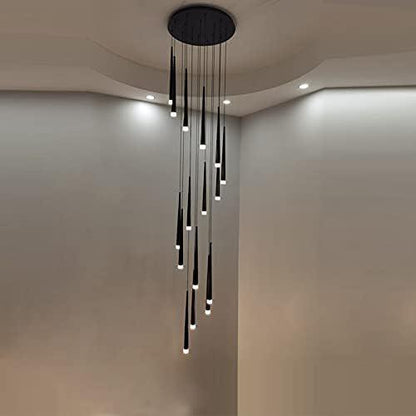 Minimalism Foyer Staircase Chandelier Ceiling Pendant Lighting Fixture For Living Room Entryway In Gold/ Black Finish - Richardrider