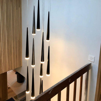 Minimalism Foyer Staircase Chandelier Ceiling Pendant Lighting Fixture For Living Room Entryway In Gold/ Black Finish - Richardrider